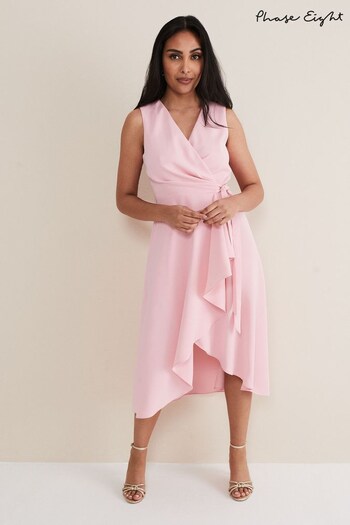 Phase Eight Pink Petite Julissa Sleeveless Ruffle Wrap Midi Dress (877039) | £125
