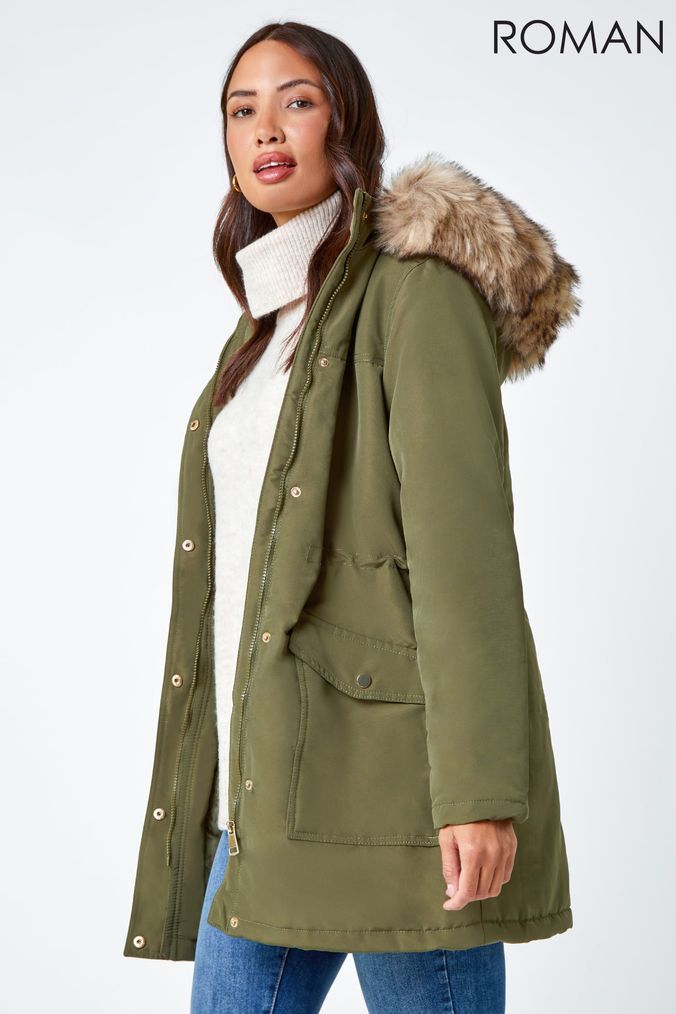 Ladies green parka coats sale uk