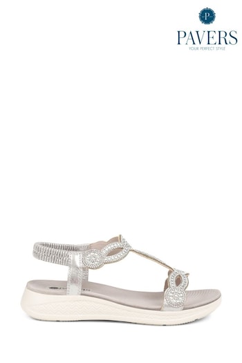 Pavers Grey Embellished Flatform Sandals (877569) | £35