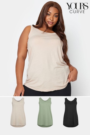 Yours Curve Green Core Basic Vest 3 Pack (878176) | £24