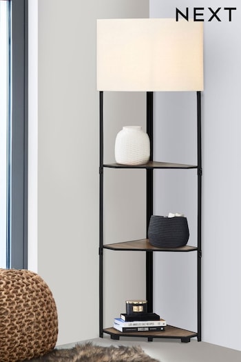 Brown Corner Wood Shelf Floor Lamp (878352) | £199