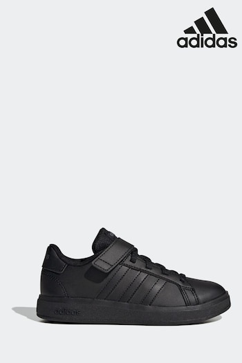 adidas Black Sportswear Grand Court Elastic Lace And Top Strap Trainers (878370) | £28