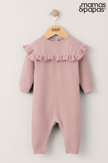Mamas & Papas Pink Frill Detail Knitted Romper (878402) | £29
