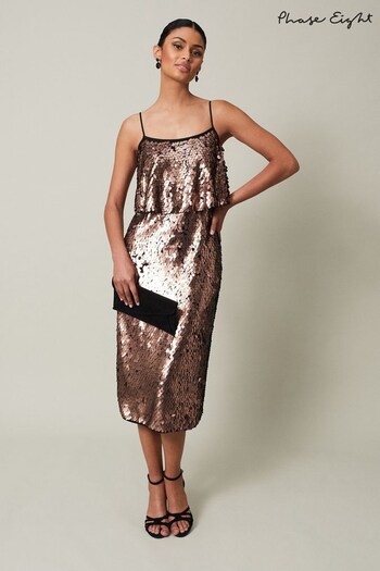 Phase Eight Metallic Myka Bronze Sequin Tiered Dress (878451) | £219