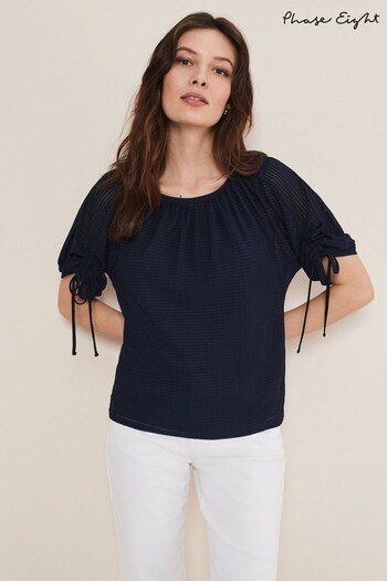 Phase Eight Blue Meda Textured Jersey Top (878544) | £55