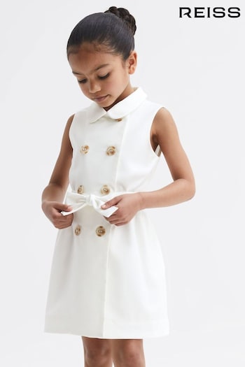 Reiss White Natalie Junior Sleeveless Belted Dress (878556) | £65