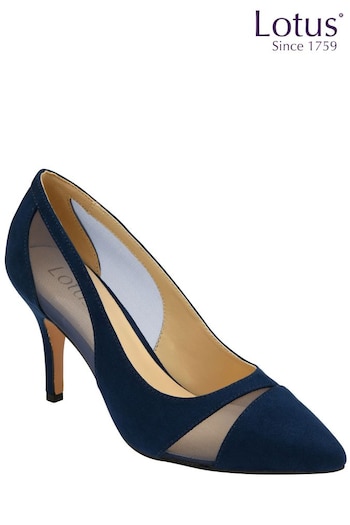Lotus Navy Blue Stiletto-Heel Pointed-Toe Court Shoes (878764) | £65