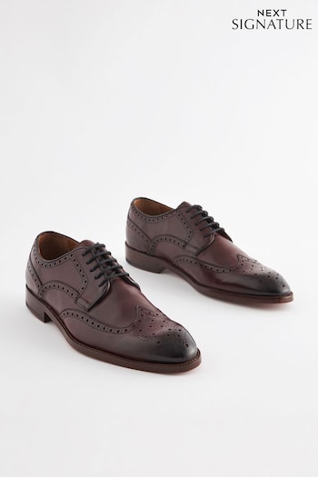 Burgundy Red Signature Leather Sole Brogue Shoes stays (878902) | £99