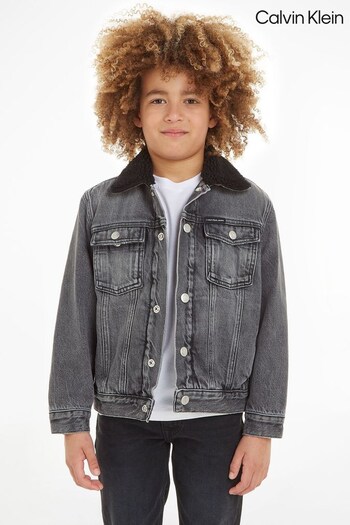 Calvin Klein Kids Grey Sherpa Denim Jacket (878965) | £110