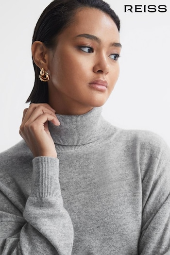 Reiss Grey Mabel Fitted Cashmere Roll Neck Top (879283) | £198
