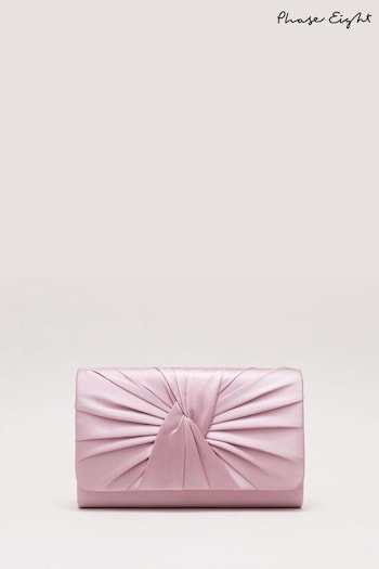 Phase Eight Pink Satin Twist Clutch Bag (879292) | £69