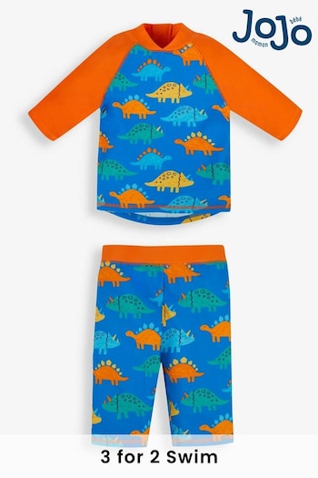 JoJo Maman Bébé Blue Dino UPF 50 2-Piece Sun Protection Suit (879355) | £25