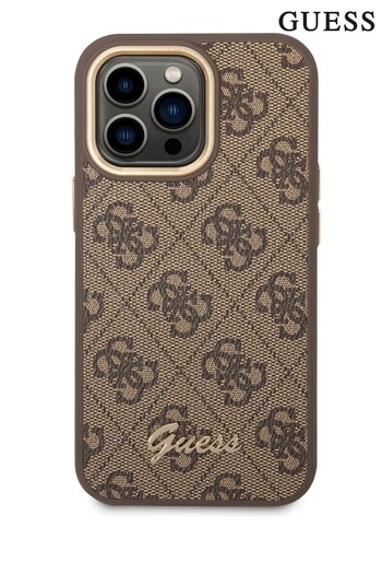 Guess iPhone 14 Pro Brown Case - Pc/Tpu 4G Pu Case Metal Camera Outline & Buttons (879367) | £33