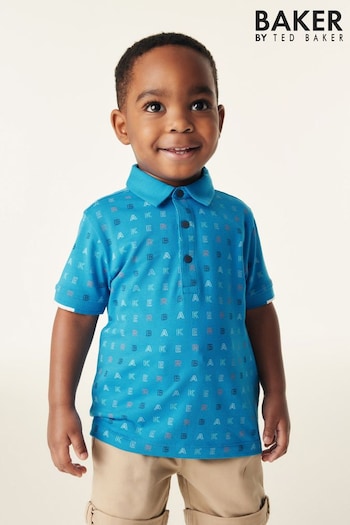 Baker by Ted Baker Blue Printed Polo Shirt (879429) | £20 - £22