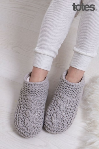 Totes Marine Grey Ladies Chunky Knit Booties (879526) | £22