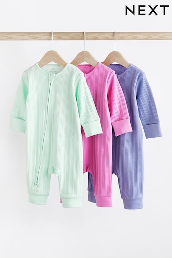 Bright Baby Two Way Zip Footless Sleepsuits 3 Pack (0mths-3yrs) (879647) | £16 - £18