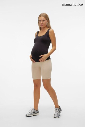 Mamalicious Cream Maternity Over The Bump Seamless Support klein Shorts (879652) | £19