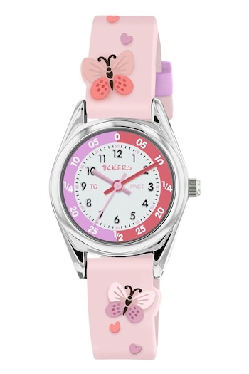 Peers Hardy Pink Tikkers Strap Silver Time Teacher Butterfly Watch (879654) | £15