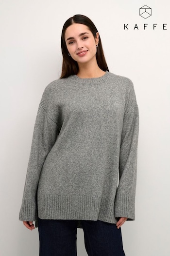 Kaffe Oversized Fit Grey Olga Knitted Pullover Jumper (879698) | £65