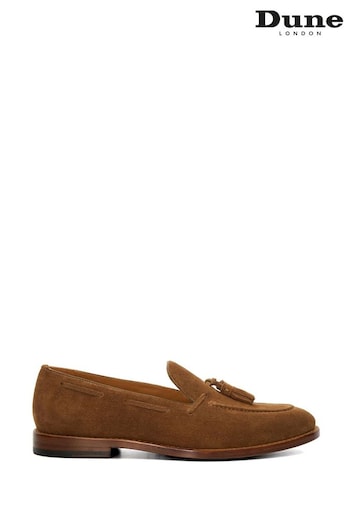 Dune London Sandders Leather Sole Tassle Brown Loafers (879701) | £150