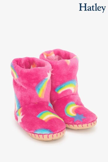 Hatley Pink Shooting Stars Fleece Slippers (879769) | £17