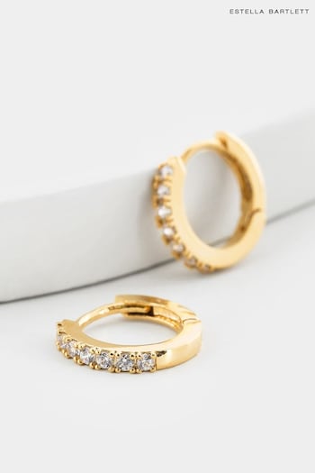 Estella Bartlett Gold Pave Set Hoop Earrings with White CZ (879847) | £25