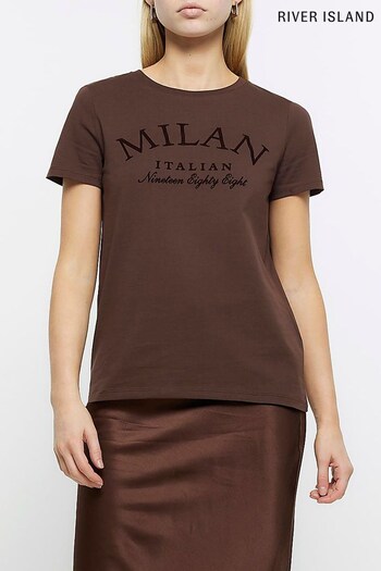 River Island Brown Milan Graphic T-Shirt (879933) | £24