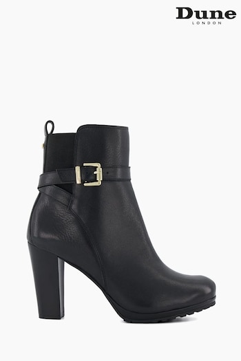 Dune London Orielle Elasticated Buckle Ankle Brown Boots (880162) | £145