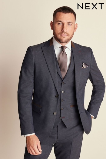 Navy Slim Tailored Herringbone Suit Jacket (880333) | £84