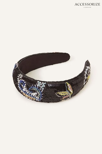 Accessorize Embellished Paisley Black Headband (880504) | £25
