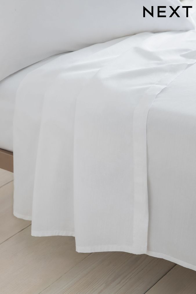 White Cotton Rich Flat Sheet (880733) | £14 - £24