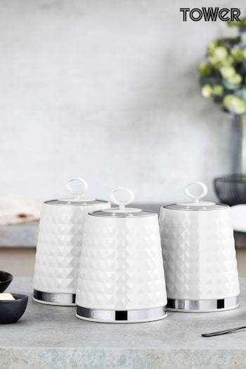 Tower White Solitaire Set of 3 Canisters (881000) | £35
