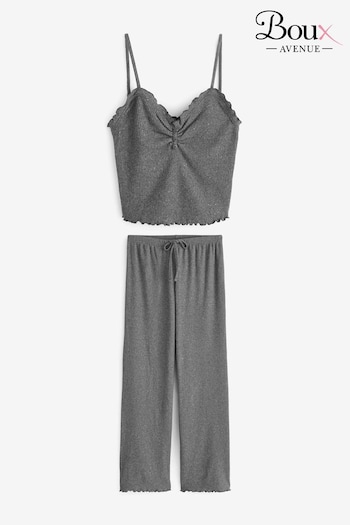Boux Avenue Charcoal Grey Sparkle Rib Cami & Pant Pyjama Set (881042) | £35