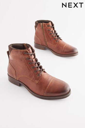 Tan Brown Toecap Lace Up Boots (881056) | £65