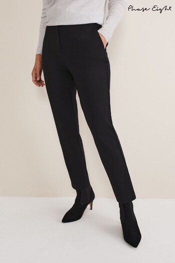 Phase Eight Kimia Ponte Tapered Black Trousers (8810J4) | £69