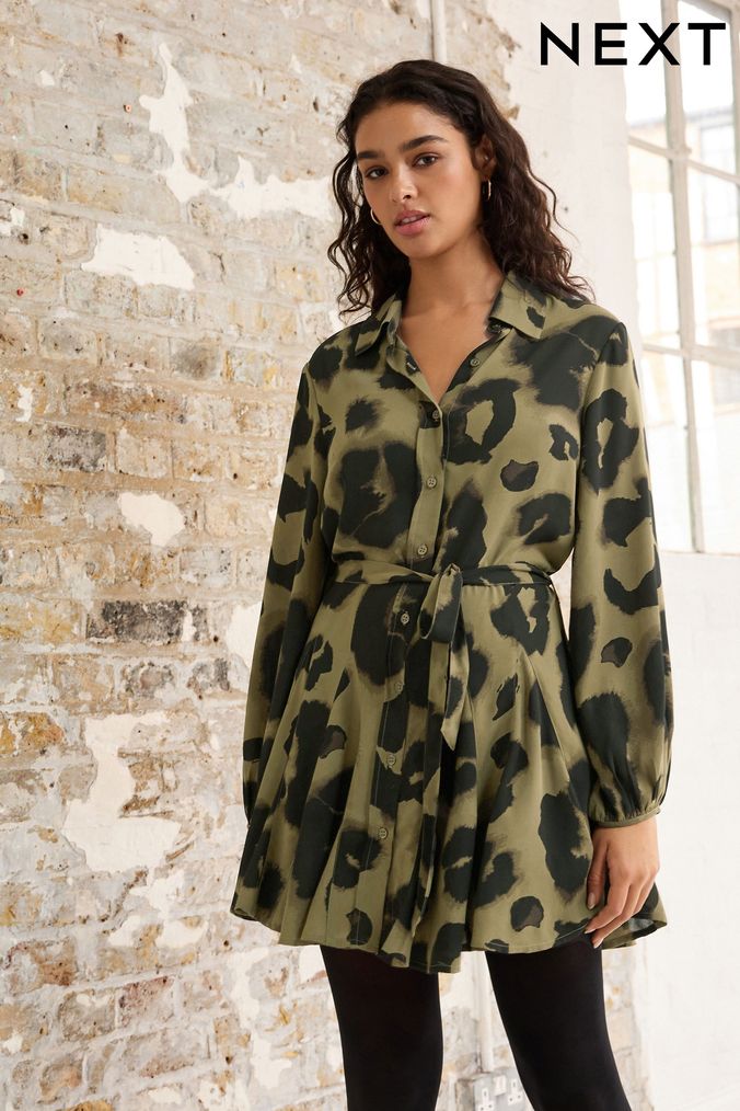 Women s Green Animal Print Dresses Next Official Site