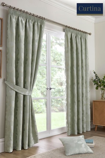 Curtina Green Bramford Pencil Pleat Curtains (881250) | £42 - £110