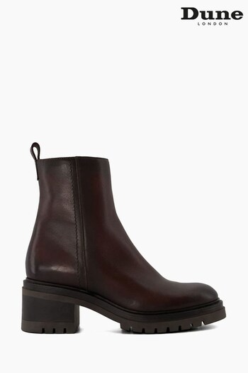 Dune London Possessive Cleated Heel Plain Ankle Brown Boots (881293) | £160