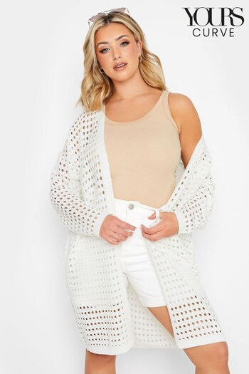 Yours Curve White Crochet Cardigan (881305) | £29