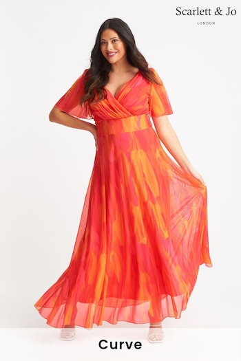 Scarlett & Jo Orange Angel Sleeve Maxi Dress (881393) | £95