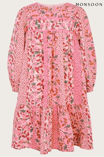 Monsoon Pink Patchwork Floral Print Dress (881832) | £36 - £41