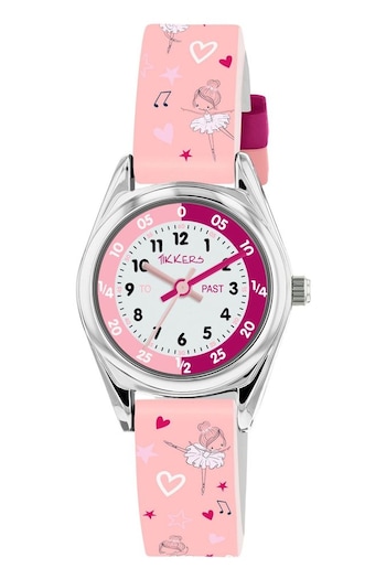 Peers Hardy Pink Tikkers Strap Silver Time Teacher Ballet Dancer Watch (882158) | £15