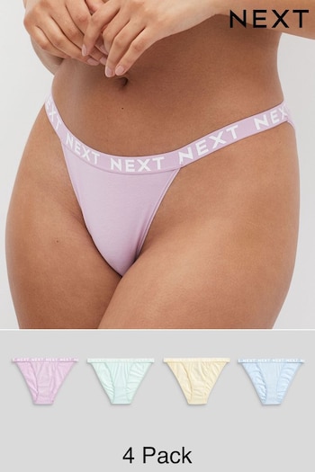 Pastel Colours Tanga Cotton Rich Logo Knickers 4 Pack (882222) | £16
