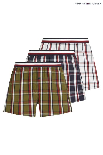 Tommy Hilfiger Green Global Stripe Woven Boxers 3 Pack (882333) | £55