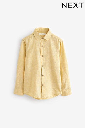 Yellow Lemon Long Sleeve Linen Blend Shirt (3-16yrs) (882411) | £11 - £16