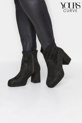 Yours Curve Black Extra-Wide Fit Platform Ankle Boots (882432) | £48