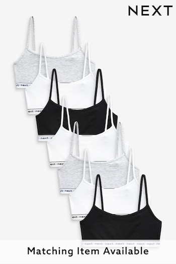Black/Grey/White 7 Pack Strappy Crop Tops (5-16yrs) (882492) | £19 - £26