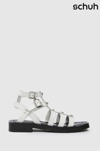Schuh Tempeny Leather Studded White Sandals (882668) | £60