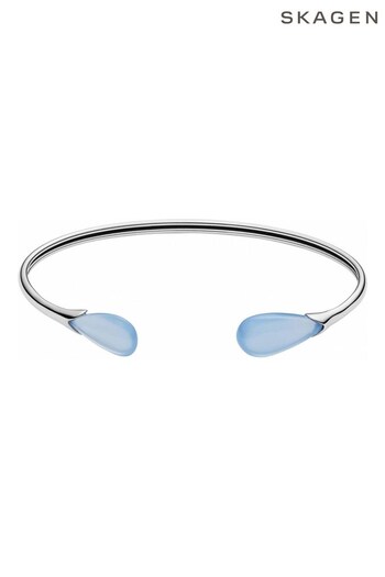 Skagen Ladies Silver Tone Jewellery Sea Glass Bangle (882694) | £69