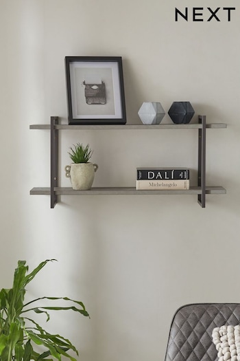 Grey Concrete Effect Two Tier Wall Shelves (882717) | £45